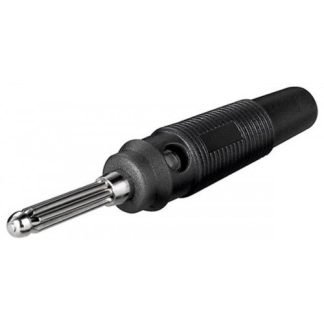 Spina a banana, nero- con foro trasversale di 4 mm, resistente ai colpi, nero