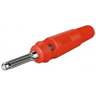 Spina a banana, nero- con foro trasversale di 4 mm, resistente ai colpi, rosso