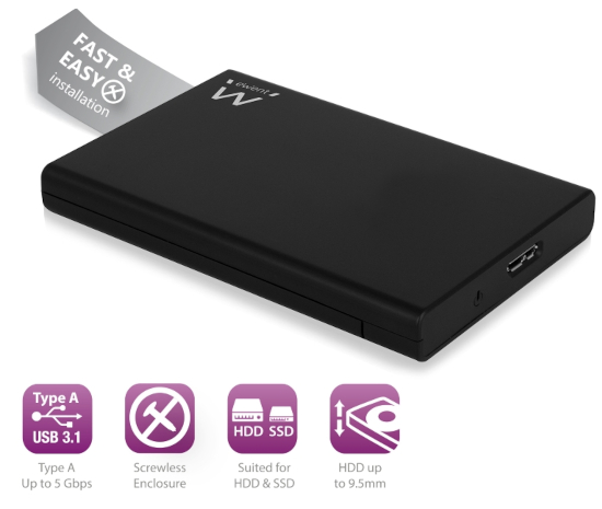 Box HDD/SSD 2.5" SATA USB 3.2 Gen1 | Ewent EW7044 | Installazione Senza Viti - immagine 2
