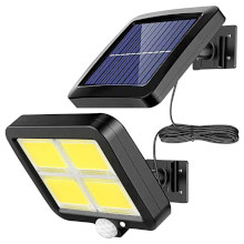 Lampada Solare da Parete 120 LED COB | Pannello Solare Separato con Cavo 5m | Sensore di Movimento