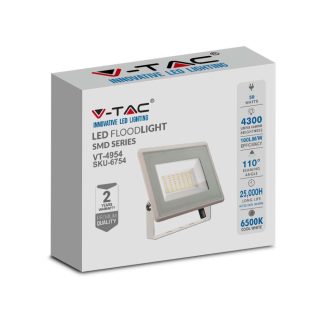 SKU 6754 V-TAC Faro LED SMD 50W F-Series con Driver IC Integrato Colore Bianco 6400K IP65