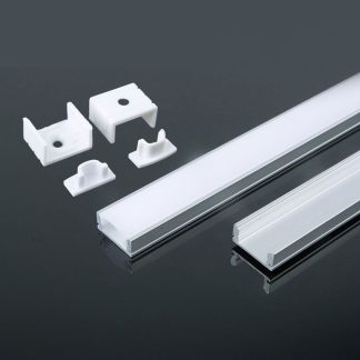 V-TAC Profilo Lineare per Strip LED fino a 12.4mm, Alluminio Bianco con Copertura Opaca 2000x17.4x7m