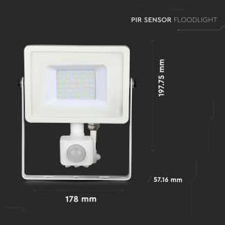 V-TAC PRO Faro LED Chip Samsung 30W con Sensore di Movimento e Crepuscolare e Interruttore Manuale