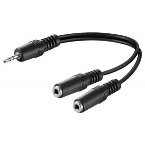 Cavo audio a Y da 3,5 mm, 1 connettore a 2 prese stereo, 0,2 m, nero- Spina 3,5 mm (3-pin, stereo) 2