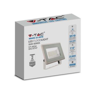 SKU 6747 V-TAC Faro LED SMD 30W F-Series con Driver IC Integrato Colore Bianco 4000K IP65