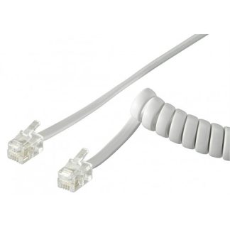 Cavo a spirale per cornetta telefono CCASpina RJ10 (4P4C) - Spina RJ10 (4P4C), Bianco, 4m