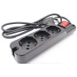 Multipresa 3 prese Bipasso / Schuko Nera interr luminoso cavo 3x1mm - 1,5mt