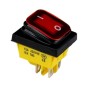 Interruttore bipolare a soffietto luminoso rosso 22x30 mm - 4 Faston - 16A