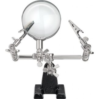 Terza mano con lente d'ingrandimento Clip di coccodrillo Argento